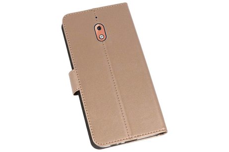 Booktype Telefoonhoesjes - Bookcase Hoesje - Wallet Case -  Geschikt voor Nokia 2.1 - Goud