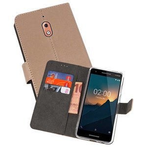 Booktype Telefoonhoesjes - Bookcase Hoesje - Wallet Case -  Geschikt voor Nokia 2.1 - Goud