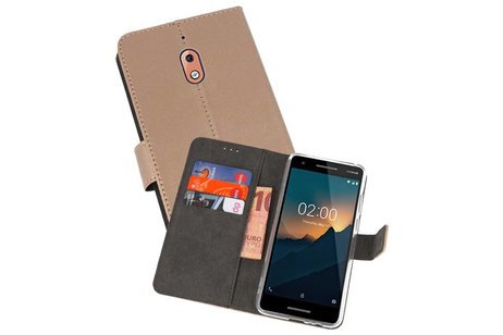 Booktype Telefoonhoesjes - Bookcase Hoesje - Wallet Case -  Geschikt voor Nokia 2.1 - Goud