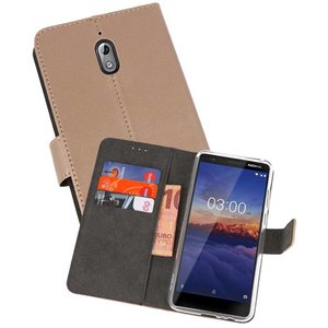 Booktype Telefoonhoesjes - Bookcase Hoesje - Wallet Case -  Geschikt voor Nokia 3.1 - Goud