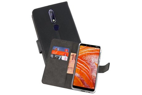 Booktype Telefoonhoesjes - Bookcase Hoesje - Wallet Case -  Geschikt voor Nokia 3.1 Plus - Zwart