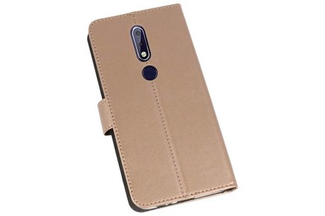 Booktype Telefoonhoesjes - Bookcase Hoesje - Wallet Case -  Geschikt voor Nokia 3.1 Plus - Goud