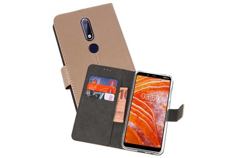 Booktype Telefoonhoesjes - Bookcase Hoesje - Wallet Case -  Geschikt voor Nokia 3.1 Plus - Goud