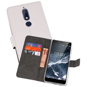 BAOHU Booktype Telefoonhoesjes - Bookcase Hoesje - Wallet Case -  Geschikt voor Nokia 5.1 - Wit