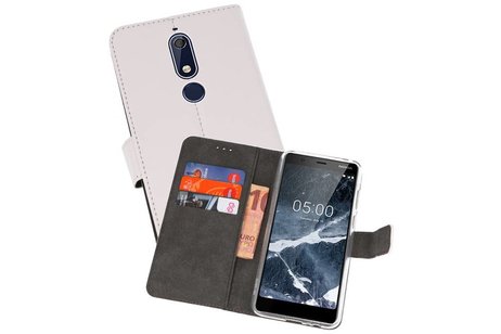 BAOHU Booktype Telefoonhoesjes - Bookcase Hoesje - Wallet Case -  Geschikt voor Nokia 5.1 - Wit