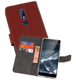 BAOHU Wallet Cases Hoesje Nokia 5.1 Bruin