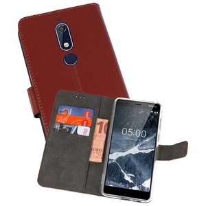 BAOHU Booktype Telefoonhoesjes - Bookcase Hoesje - Wallet Case -  Geschikt voor Nokia 5.1 - Bruin