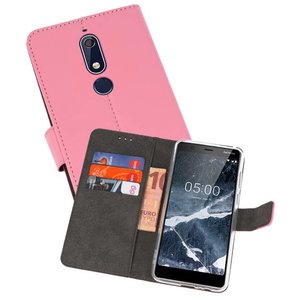 Booktype Telefoonhoesjes - Bookcase Hoesje - Wallet Case -  Geschikt voor Nokia 5.1 - Roze