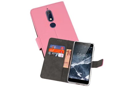 Booktype Telefoonhoesjes - Bookcase Hoesje - Wallet Case -  Geschikt voor Nokia 5.1 - Roze