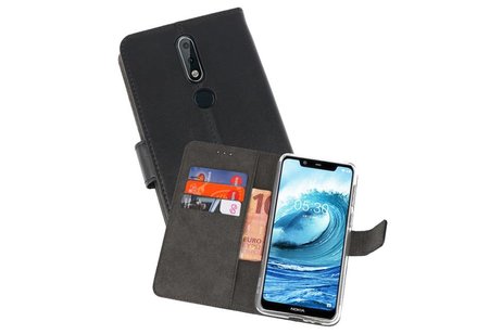 Booktype Telefoonhoesjes - Bookcase Hoesje - Wallet Case -  Geschikt voor Nokia X5 5.1 Plus - Zwart