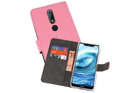 Booktype Telefoonhoesjes - Bookcase Hoesje - Wallet Case -  Geschikt voor Nokia X5 5.1 Plus - Roze