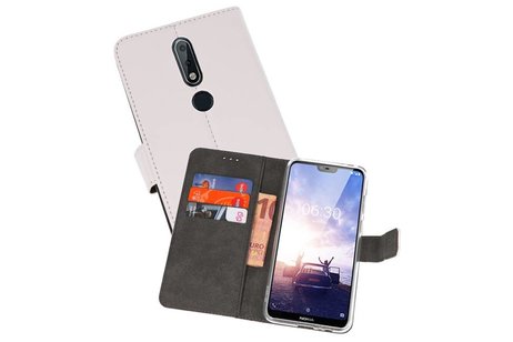 Booktype Telefoonhoesjes - Bookcase Hoesje - Wallet Case -  Geschikt voor Nokia X6 6.1 Plus - Wit