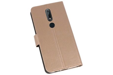 Booktype Telefoonhoesjes - Bookcase Hoesje - Wallet Case -  Geschikt voor Nokia X6 6.1 Plus - Goud