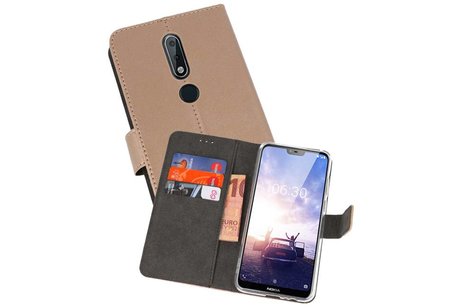 Booktype Telefoonhoesjes - Bookcase Hoesje - Wallet Case -  Geschikt voor Nokia X6 6.1 Plus - Goud