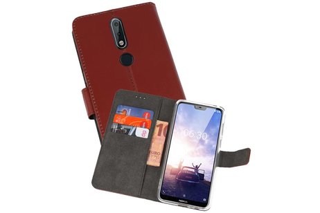 Booktype Telefoonhoesjes - Bookcase Hoesje - Wallet Case -  Geschikt voor Nokia X6 6.1 Plus - Bruin