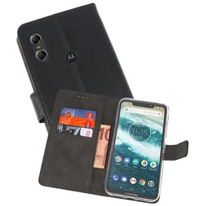 BAOHU Booktype Telefoonhoesjes - Bookcase Hoesje - Wallet Case -  Geschikt voor Moto One - Zwart