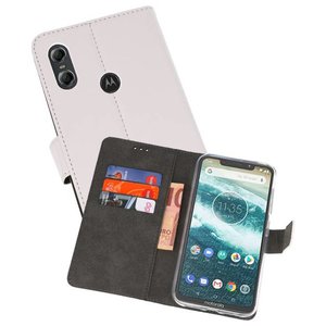 Booktype Telefoonhoesjes - Bookcase Hoesje - Wallet Case -  Geschikt voor Moto One - Wit