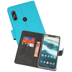 Booktype Telefoonhoesjes - Bookcase Hoesje - Wallet Case -  Geschikt voor Moto One - Blauw