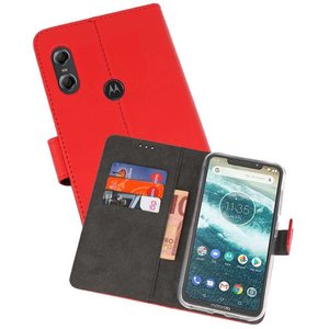 Booktype Telefoonhoesjes - Bookcase Hoesje - Wallet Case -  Geschikt voor Moto One - Rood