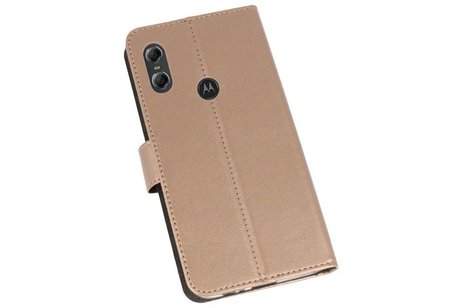BAOHU Booktype Telefoonhoesjes - Bookcase Hoesje - Wallet Case -  Geschikt voor Moto One - Goud