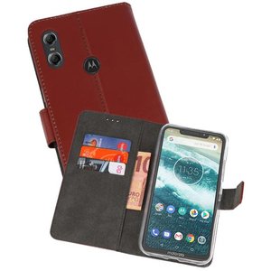 Booktype Telefoonhoesjes - Bookcase Hoesje - Wallet Case -  Geschikt voor Moto One - Bruin