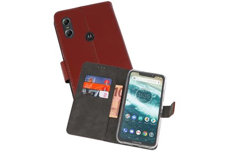 Booktype Telefoonhoesjes - Bookcase Hoesje - Wallet Case -  Geschikt voor Moto One - Bruin