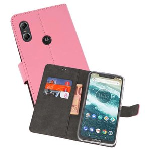 Booktype Telefoonhoesjes - Bookcase Hoesje - Wallet Case -  Geschikt voor Moto One - Roze