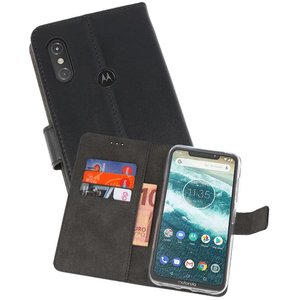 Booktype Telefoonhoesjes - Bookcase Hoesje - Wallet Case -  Geschikt voor Moto One Power - Zwart