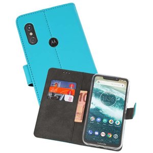 Booktype Telefoonhoesjes - Bookcase Hoesje - Wallet Case -  Geschikt voor Moto One Power - Blauw