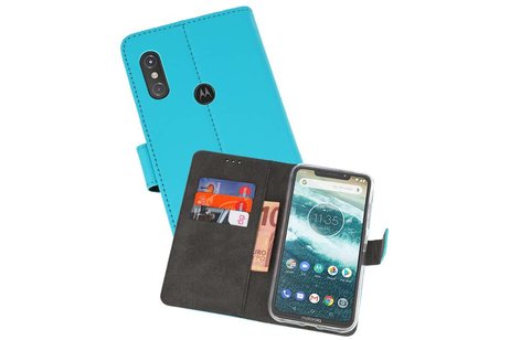 BAOHU Booktype Telefoonhoesjes - Bookcase Hoesje - Wallet Case -  Geschikt voor Moto One Power - Blauw