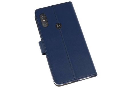 Booktype Telefoonhoesjes - Bookcase Hoesje - Wallet Case -  Geschikt voor Moto One Power - Navy