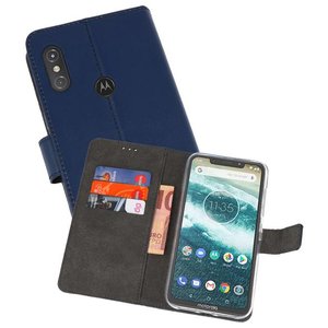 Booktype Telefoonhoesjes - Bookcase Hoesje - Wallet Case -  Geschikt voor Moto One Power - Navy