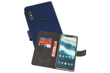 BAOHU Booktype Telefoonhoesjes - Bookcase Hoesje - Wallet Case -  Geschikt voor Moto One Power - Navy