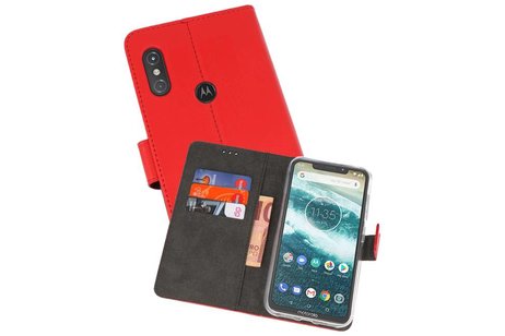 Booktype Telefoonhoesjes - Bookcase Hoesje - Wallet Case -  Geschikt voor Moto One Power - Rood