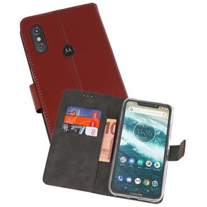 Booktype Telefoonhoesjes - Bookcase Hoesje - Wallet Case -  Geschikt voor Moto One Power - Bruin