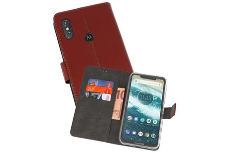 Booktype Telefoonhoesjes - Bookcase Hoesje - Wallet Case -  Geschikt voor Moto One Power - Bruin