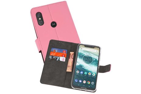 BAOHU Booktype Telefoonhoesjes - Bookcase Hoesje - Wallet Case -  Geschikt voor Moto One Power - Roze