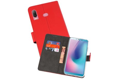 Booktype Telefoonhoesjes - Bookcase Hoesje - Wallet Case -  Geschikt voor Samsung Galaxy A6s - Rood