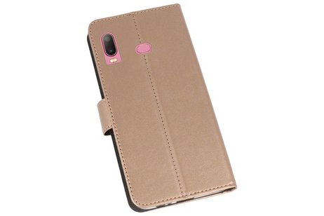 Booktype Telefoonhoesjes - Bookcase Hoesje - Wallet Case -  Geschikt voor Samsung Galaxy A6s - Goud