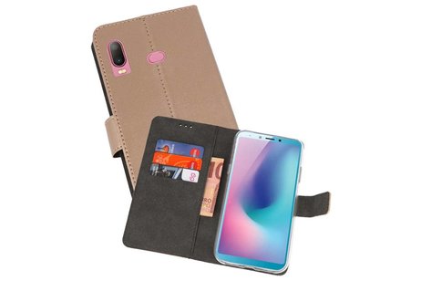 Booktype Telefoonhoesjes - Bookcase Hoesje - Wallet Case -  Geschikt voor Samsung Galaxy A6s - Goud