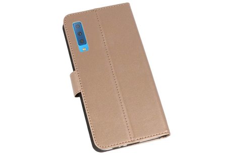 Booktype Telefoonhoesjes - Bookcase Hoesje - Wallet Case -  Geschikt voor Galaxy A7 (2018) - Goud