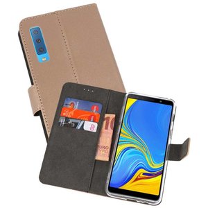 Booktype Telefoonhoesjes - Bookcase Hoesje - Wallet Case -  Geschikt voor Galaxy A7 (2018) - Goud