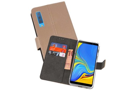 Booktype Telefoonhoesjes - Bookcase Hoesje - Wallet Case -  Geschikt voor Galaxy A7 (2018) - Goud