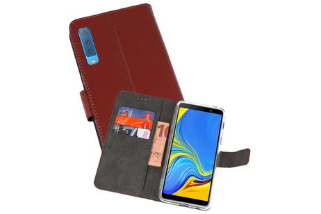 Booktype Telefoonhoesjes - Bookcase Hoesje - Wallet Case -  Geschikt voor Galaxy A7 (2018) - Bruin