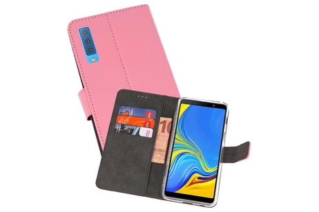 Booktype Telefoonhoesjes - Bookcase Hoesje - Wallet Case -  Geschikt voor Galaxy A7 (2018) - Roze