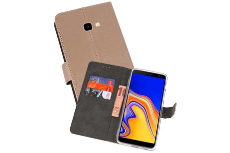 Booktype Telefoonhoesjes - Bookcase Hoesje - Wallet Case -  Geschikt voor Samsung Galaxy J4 Plus - Goud