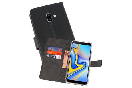 Booktype Telefoonhoesjes - Bookcase Hoesje - Wallet Case -  Geschikt voor Samsung Galaxy J6 Plus - Zwart