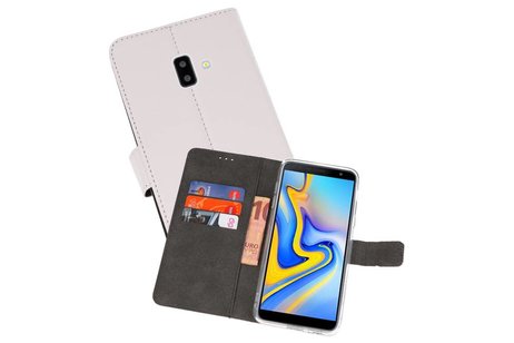 Booktype Telefoonhoesjes - Bookcase Hoesje - Wallet Case -  Geschikt voor Samsung Galaxy J6 Plus - Wit