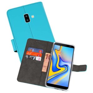 Booktype Telefoonhoesjes - Bookcase Hoesje - Wallet Case -  Geschikt voor Samsung Galaxy J6 Plus - Blauw