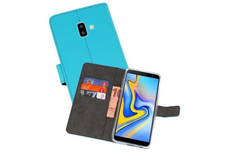 Booktype Telefoonhoesjes - Bookcase Hoesje - Wallet Case -  Geschikt voor Samsung Galaxy J6 Plus - Blauw